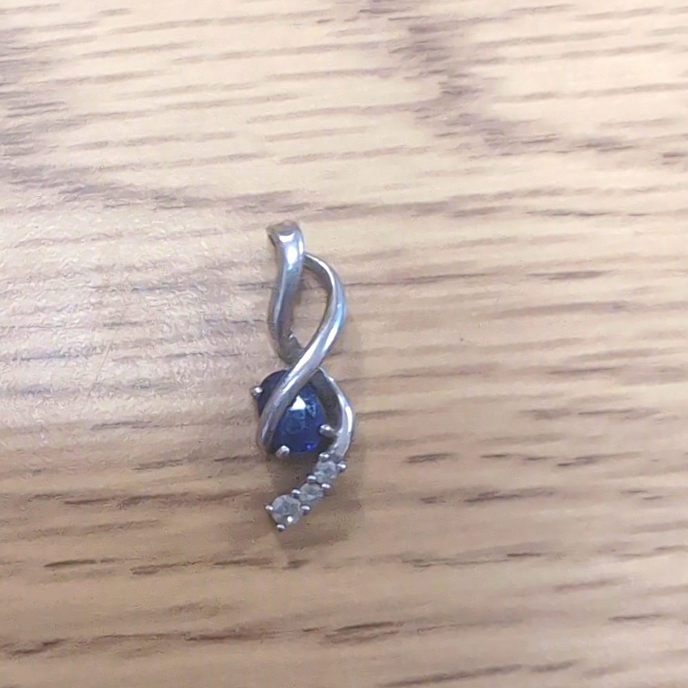 Sapphire And Crystal Silver Charm
